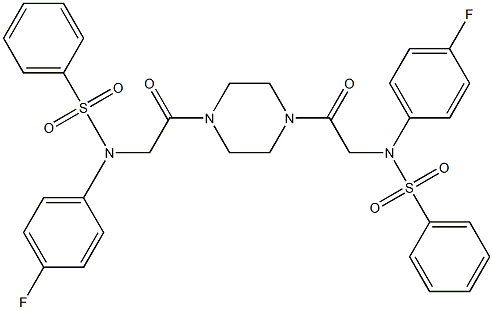 N-(4-fluorophenyl)-N-[2-(4-{[4-fluoro(phenylsulfonyl)anilino]acetyl}-1-piperazinyl)-2-oxoethyl]benzenesulfonamide Structure