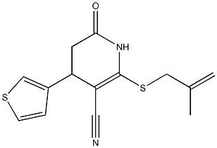 2-[(2-methyl-2-propenyl)sulfanyl]-6-oxo-4-(3-thienyl)-1,4,5,6-tetrahydro-3-pyridinecarbonitrile 化学構造式