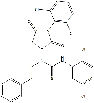 N'-(2,5-dichlorophenyl)-N-[1-(2,6-dichlorophenyl)-2,5-dioxo-3-pyrrolidinyl]-N-(2-phenylethyl)thiourea Struktur