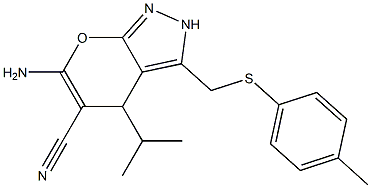 6-amino-4-isopropyl-3-{[(4-methylphenyl)sulfanyl]methyl}-2,4-dihydropyrano[2,3-c]pyrazole-5-carbonitrile