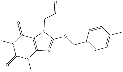7-allyl-1,3-dimethyl-8-[(4-methylbenzyl)sulfanyl]-3,7-dihydro-1H-purine-2,6-dione Structure