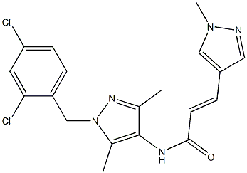 N-[1-(2,4-dichlorobenzyl)-3,5-dimethyl-1H-pyrazol-4-yl]-3-(1-methyl-1H-pyrazol-4-yl)acrylamide 化学構造式