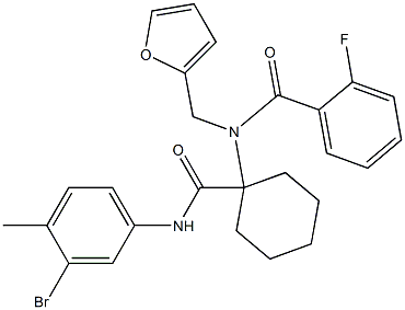  N-{1-[(3-bromo-4-methylanilino)carbonyl]cyclohexyl}-2-fluoro-N-(2-furylmethyl)benzamide