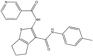 N-[3-(4-toluidinocarbonyl)-5,6-dihydro-4H-cyclopenta[b]thien-2-yl]nicotinamide Struktur