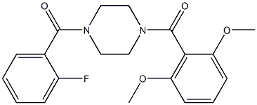 1-(2,6-dimethoxybenzoyl)-4-(2-fluorobenzoyl)piperazine 化学構造式