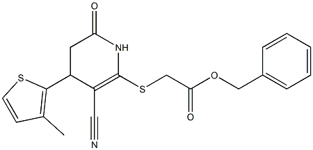 benzyl 2-{[3-cyano-4-(3-methyl-2-thienyl)-6-oxo-1,4,5,6-tetrahydro-2-pyridinyl]sulfanyl}acetate