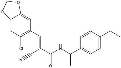 3-(6-chloro-1,3-benzodioxol-5-yl)-2-cyano-N-[1-(4-ethylphenyl)ethyl]acrylamide 结构式