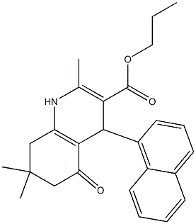 propyl 2,7,7-trimethyl-4-(1-naphthyl)-5-oxo-1,4,5,6,7,8-hexahydro-3-quinolinecarboxylate Structure