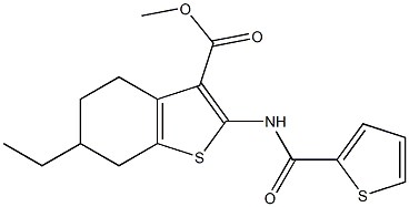 methyl 6-ethyl-2-[(2-thienylcarbonyl)amino]-4,5,6,7-tetrahydro-1-benzothiophene-3-carboxylate,,结构式