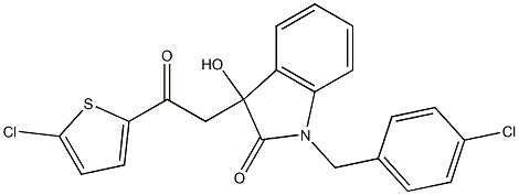 1-(4-chlorobenzyl)-3-[2-(5-chloro-2-thienyl)-2-oxoethyl]-3-hydroxy-1,3-dihydro-2H-indol-2-one,,结构式