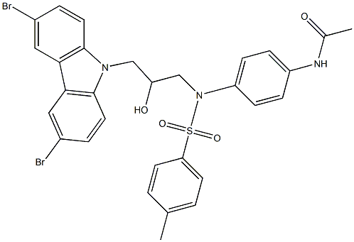 N-(4-{[3-(3,6-dibromo-9H-carbazol-9-yl)-2-hydroxypropyl][(4-methylphenyl)sulfonyl]amino}phenyl)acetamide Structure