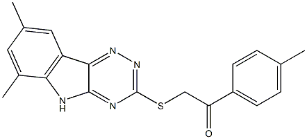 2-[(6,8-dimethyl-5H-[1,2,4]triazino[5,6-b]indol-3-yl)sulfanyl]-1-(4-methylphenyl)ethanone 结构式