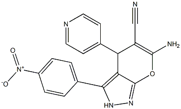 6-amino-3-{4-nitrophenyl}-4-(4-pyridinyl)-2,4-dihydropyrano[2,3-c]pyrazole-5-carbonitrile 结构式