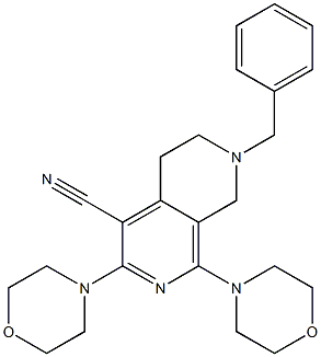7-benzyl-1,3-di(4-morpholinyl)-5,6,7,8-tetrahydro[2,7]naphthyridine-4-carbonitrile Struktur