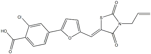 4-{5-[(3-allyl-2,4-dioxo-1,3-thiazolidin-5-ylidene)methyl]-2-furyl}-2-chlorobenzoic acid Structure