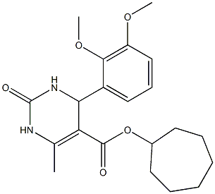 cycloheptyl 4-(2,3-dimethoxyphenyl)-6-methyl-2-oxo-1,2,3,4-tetrahydro-5-pyrimidinecarboxylate 结构式