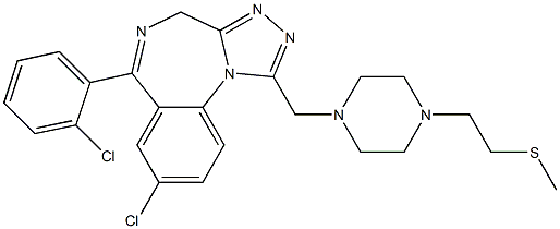 2-(4-{[8-chloro-6-(2-chlorophenyl)-4H-[1,2,4]triazolo[4,3-a][1,4]benzodiazepin-1-yl]methyl}-1-piperazinyl)ethyl methyl sulfide,,结构式