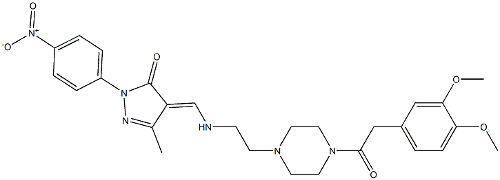 4-{[(2-{4-[(3,4-dimethoxyphenyl)acetyl]-1-piperazinyl}ethyl)amino]methylene}-2-{4-nitrophenyl}-5-methyl-2,4-dihydro-3H-pyrazol-3-one