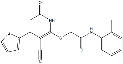 2-{[3-cyano-6-oxo-4-(2-thienyl)-1,4,5,6-tetrahydro-2-pyridinyl]sulfanyl}-N-(2-methylphenyl)acetamide