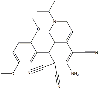 6-amino-8-(2,5-dimethoxyphenyl)-2-isopropyl-2,3,8,8a-tetrahydro-5,7,7(1H)-isoquinolinetricarbonitrile 结构式