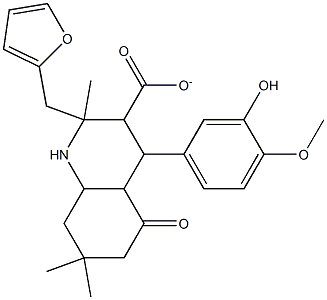 tetrahydro-2-furanylmethyl 4-(3-hydroxy-4-methoxyphenyl)-2,7,7-trimethyl-5-oxo-1,4,5,6,7,8-hexahydro-3-quinolinecarboxylate 化学構造式