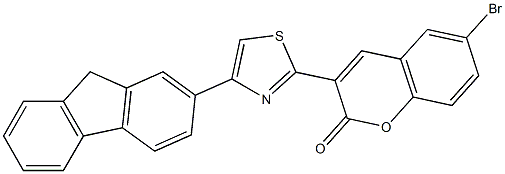 6-bromo-3-[4-(9H-fluoren-2-yl)-1,3-thiazol-2-yl]-2H-chromen-2-one,,结构式