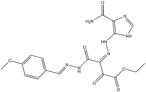 ethyl 3-{[4-(aminocarbonyl)-1H-imidazol-5-yl]hydrazono}-4-[2-(4-methoxybenzylidene)hydrazino]-2,4-dioxobutanoate,,结构式