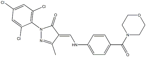 5-methyl-4-{[4-(4-morpholinylcarbonyl)anilino]methylene}-2-(2,4,6-trichlorophenyl)-2,4-dihydro-3H-pyrazol-3-one Structure