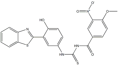 N-[3-(1,3-benzothiazol-2-yl)-4-hydroxyphenyl]-N'-{3-nitro-4-methoxybenzoyl}thiourea Structure