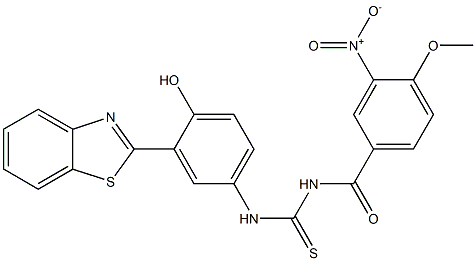 N-[3-(1,3-benzothiazol-2-yl)-4-hydroxyphenyl]-N'-{3-nitro-4-methoxybenzoyl}thiourea,,结构式