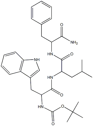 tert-butyl 2-[(1-{[(2-amino-1-benzyl-2-oxoethyl)amino]carbonyl}-3-methylbutyl)amino]-1-(1H-indol-3-ylmethyl)-2-oxoethylcarbamate,,结构式