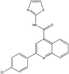 2-(4-chlorophenyl)-N-(1,3-thiazol-2-yl)-4-quinolinecarboxamide,,结构式