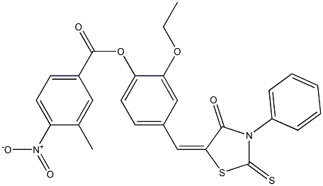 2-ethoxy-4-[(4-oxo-3-phenyl-2-thioxo-1,3-thiazolidin-5-ylidene)methyl]phenyl 4-nitro-3-methylbenzoate Structure