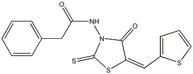 N-[4-oxo-5-(2-thienylmethylene)-2-thioxo-1,3-thiazolidin-3-yl]-2-phenylacetamide Structure