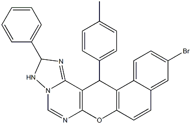 11-bromo-14-(4-methylphenyl)-2-phenyl-2,3-dihydro-14H-benzo[5,6]chromeno[3,2-e][1,2,4]triazolo[1,5-c]pyrimidine 化学構造式