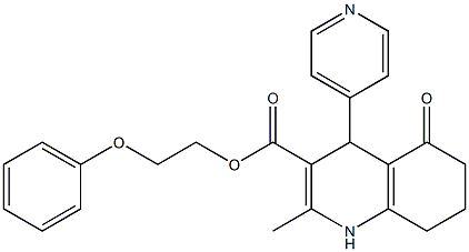 2-phenoxyethyl 2-methyl-5-oxo-4-(4-pyridinyl)-1,4,5,6,7,8-hexahydro-3-quinolinecarboxylate 结构式