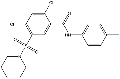 2,4-dichloro-N-(4-methylphenyl)-5-(1-piperidinylsulfonyl)benzamide,,结构式