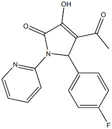 4-acetyl-5-(4-fluorophenyl)-3-hydroxy-1-(2-pyridinyl)-1,5-dihydro-2H-pyrrol-2-one 化学構造式