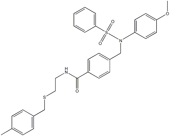 4-{[4-methoxy(phenylsulfonyl)anilino]methyl}-N-{2-[(4-methylbenzyl)sulfanyl]ethyl}benzamide 化学構造式