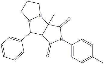 3a-methyl-2-(4-methylphenyl)-9-phenyltetrahydro-5H-pyrazolo[1,2-a]pyrrolo[3,4-c]pyrazole-1,3(2H,3aH)-dione,,结构式