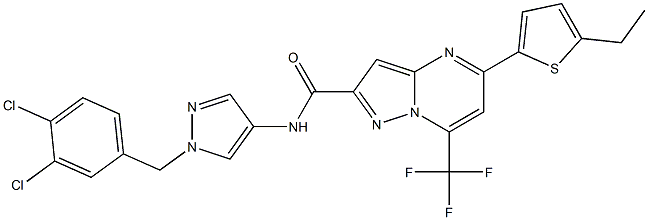 N-[1-(3,4-dichlorobenzyl)-1H-pyrazol-4-yl]-5-(5-ethyl-2-thienyl)-7-(trifluoromethyl)pyrazolo[1,5-a]pyrimidine-2-carboxamide Structure