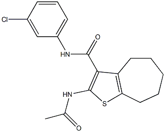 2-(acetylamino)-N-(3-chlorophenyl)-5,6,7,8-tetrahydro-4H-cyclohepta[b]thiophene-3-carboxamide Struktur