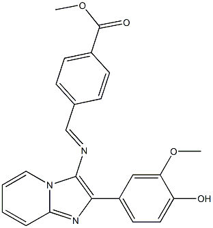 methyl 4-({[2-(4-hydroxy-3-methoxyphenyl)imidazo[1,2-a]pyridin-3-yl]imino}methyl)benzoate,,结构式