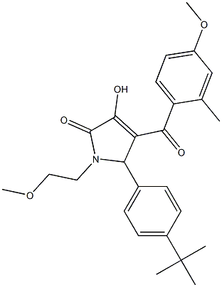 5-(4-tert-butylphenyl)-3-hydroxy-1-(2-methoxyethyl)-4-(4-methoxy-2-methylbenzoyl)-1,5-dihydro-2H-pyrrol-2-one 化学構造式