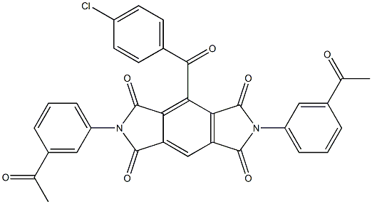 2,6-bis(3-acetylphenyl)-4-(4-chlorobenzoyl)pyrrolo[3,4-f]isoindole-1,3,5,7(2H,6H)-tetrone Struktur