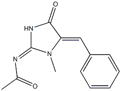 N-(5-benzylidene-1-methyl-4-oxo-2-imidazolidinylidene)acetamide Structure