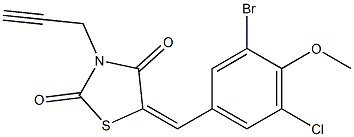 5-(3-bromo-5-chloro-4-methoxybenzylidene)-3-(2-propynyl)-1,3-thiazolidine-2,4-dione 化学構造式