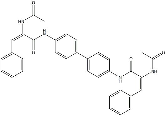 (E)-2-(acetylamino)-N-(4'-{[(E)-2-(acetylamino)-3-phenyl-2-propenoyl]amino}[1,1'-biphenyl]-4-yl)-3-phenyl-2-propenamide,,结构式