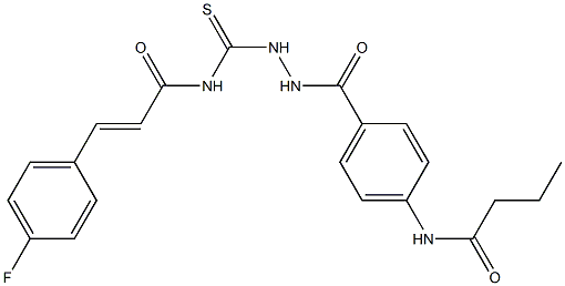 (E)-N-({2-[4-(butyrylamino)benzoyl]hydrazino}carbothioyl)-3-(4-fluorophenyl)-2-propenamide Structure