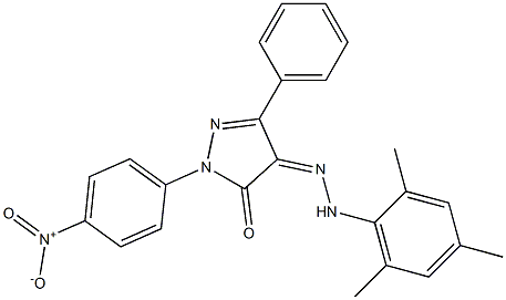 1-(4-nitrophenyl)-3-phenyl-1H-pyrazole-4,5-dione 4-(N-mesitylhydrazone) Structure